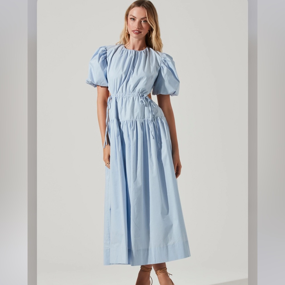 ASTR the Label - Shelby Puff Sleeve Open Back Maxi Dress - Size XL